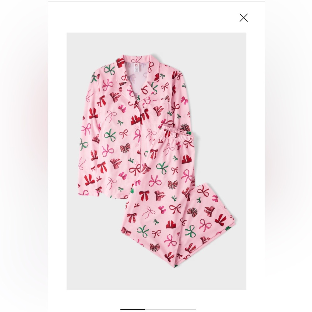 Pink Pajamas with Bow Print- Holiday Womens Pajamas size xs